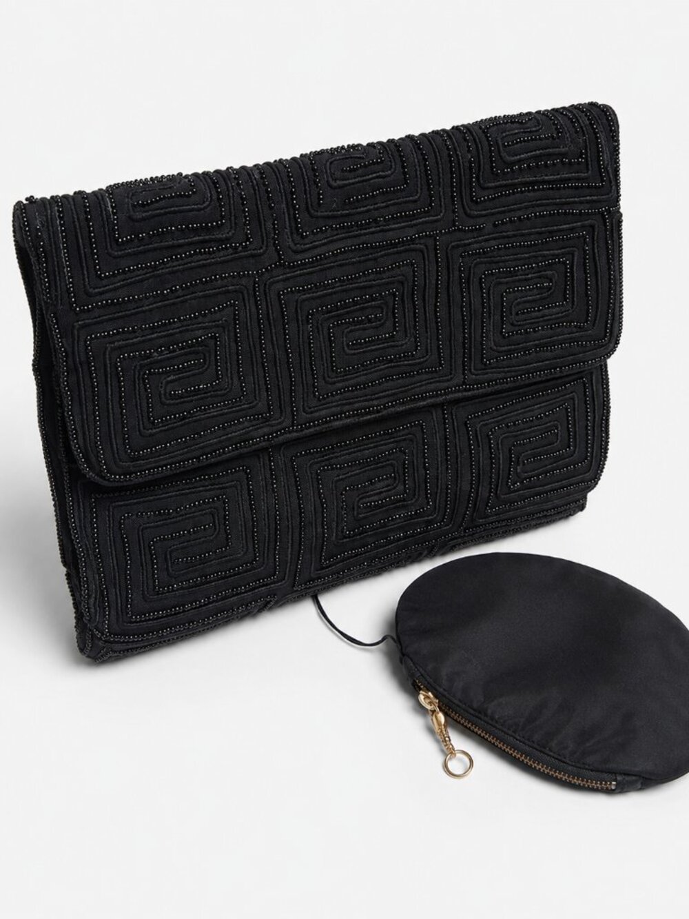 Vintage Koret black beaded clutch